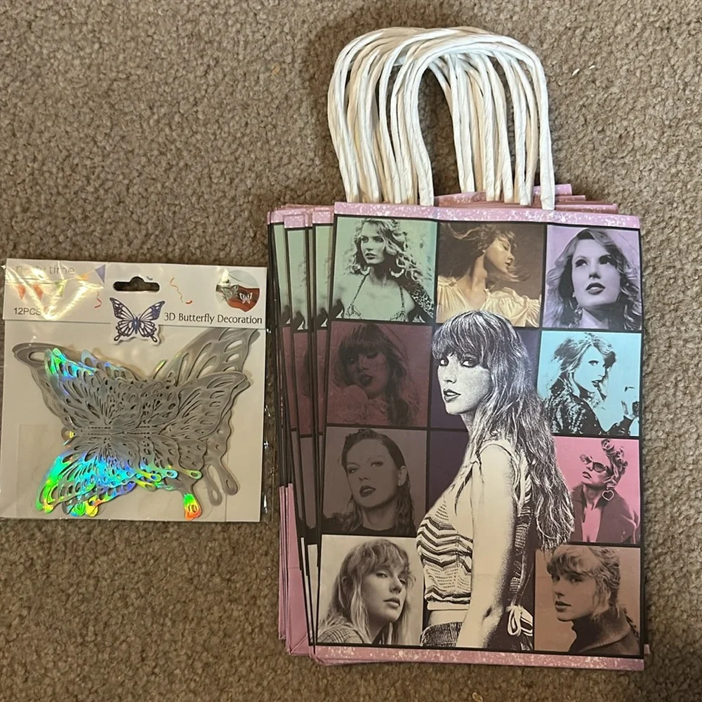 Taylor Swift 12 gift bags with 12 pcs 3D butterflies decoration